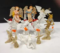 COLLECTION OF ANGEL FIGURINES, VARIOUS MATERIALS