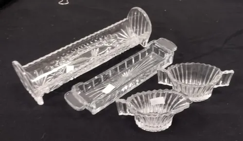 HOFBAUER GERMAN BIRD CRACKER DISH, HEISEY CREAMER/SUGAR, AND MORE