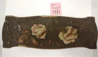 ANTIQUE MOLDED CARDBOARD TYPE DECORATION WITH ROSES