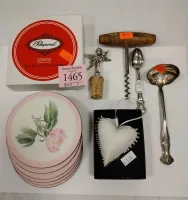 COLLECTIBLES: COASTERS, SHELL ORNAMENT, CORK SCREW, CORK