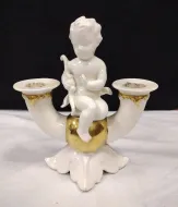 VINTAGE LARGE PORCELAIN GOEBEL ANGEL CANDLE HOLDER - SMALL CHIP ON ONE RIM