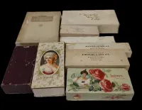OLD ROGERS BROTHERS FLATWARE BOXES, CANDY BOXES, AND LADIES SOAP BOXES