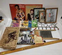 BRADY BUNCH FISHING TOY, 1980'S CAR BOOK, HOUSEHOLD HINTS, PENCILS, SIGNS