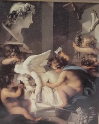 PRINT OF CHERUBS SCUPTING 