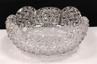 LARGE VINTAGE BUTTONS AND STARS PRESSED GLASS BOWL