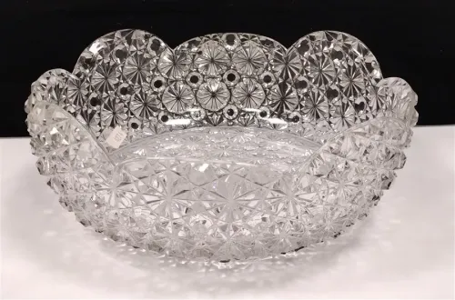 LARGE VINTAGE BUTTONS AND STARS PRESSED GLASS BOWL