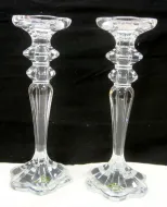 PAIR TALL OF CRYSTAL CANDLE HOLDERS