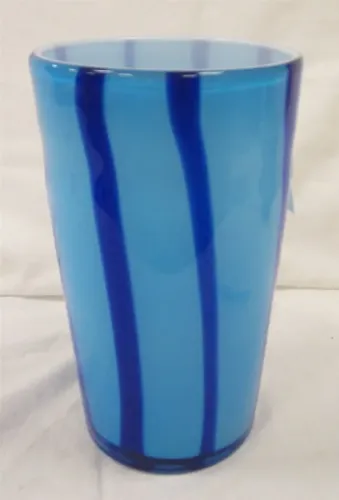 CONTEMPORARY STRIPED CASED ART GLASS VASE