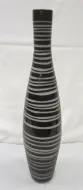 TALL BLACK ART GLASS BOTTLE VASE CUT TO WHITE
