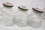 SET OF THREE GRADUATED GLASS JARS WITH CERAMIC LIDS
