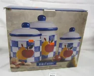 THREE PIECE CERAMIC CANISTER SET - BOX OPENED APPEAR BE UNUSED