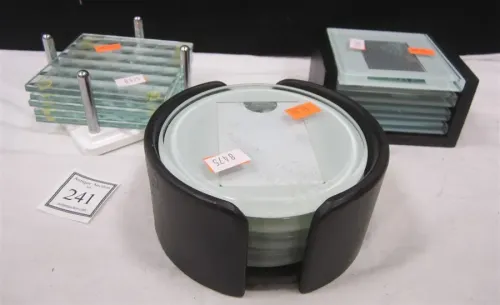 THREE SETS OF MODERN STYLE GLASS COASTERS
