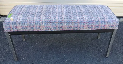 UPHOLSTERED AND STAINLESS STEEL BEDROOM BENCH