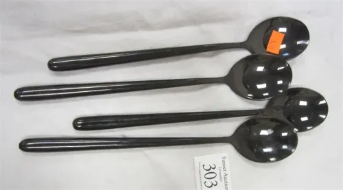 SET OF FOUR COATED LONG SPOONS