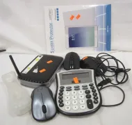 MISC ELECTRONICS INCLUDING ROUTER, SCREEN PROTECTOR, CALCULATOR