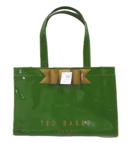 TED BAKER LONDON BAG GREEN PATENT LEATHER TOTE