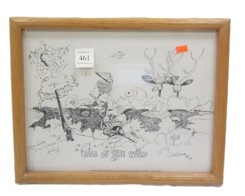 JIM SNOOK 1981 PRINT IN RED OAK FRAME