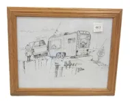 JIM SNOOK 1990 PRINT IN OAK FRAME