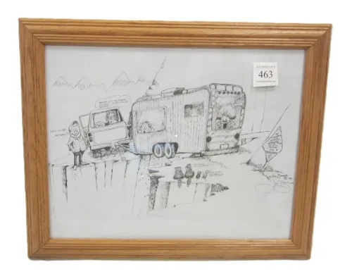 JIM SNOOK 1990 PRINT IN OAK FRAME