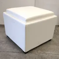 CRATE & BARROW WHITE FAUX LEATHER FOOT STOOL STORAGE