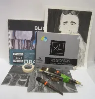 ARTIST'S PORTFOLIO, SUPPLIES AND DRAWINGS