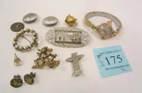 VINTAGE HAMILTON LADIES WATCH, JEWELRY AND BUTTONS