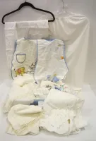 PLASTIC TOTE WITH OLD KITCHEN LINENS -DIDN'T WANT TO TOSS OUT