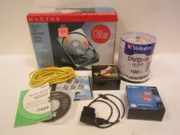 ASSORTED COMPUTER ELECTRONICS, DISCS AND DRIVE