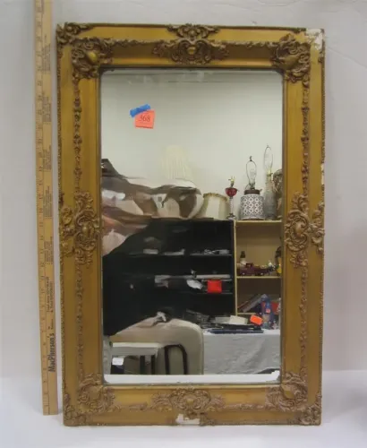 AS IS GOLD FRAME MIRROR, MANY CHIPS