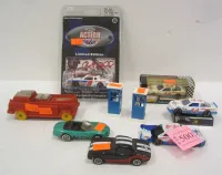 DIE CAST CARS, ONE RUBBER FIRETRUCK, TWO IN PACKAGE DIECAST TOYS