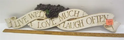 AL PISANO PAINTED DISPLAY SIGN "LIVE WELL LOVE MUCH LAUGH OFTEN"